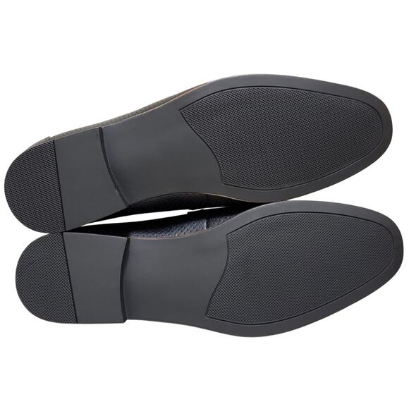 Bar III Men Peyton Perforated Slip On Penny Loafers Size US 10.5M Black Leather main image 2